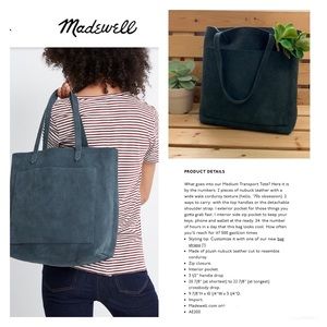 Madewell Medium Transport Tote Corduroy Suede